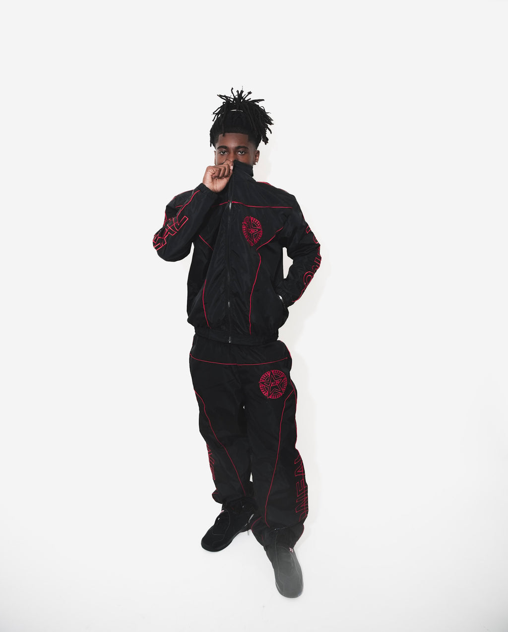 RED TRACKSUIT PANTS